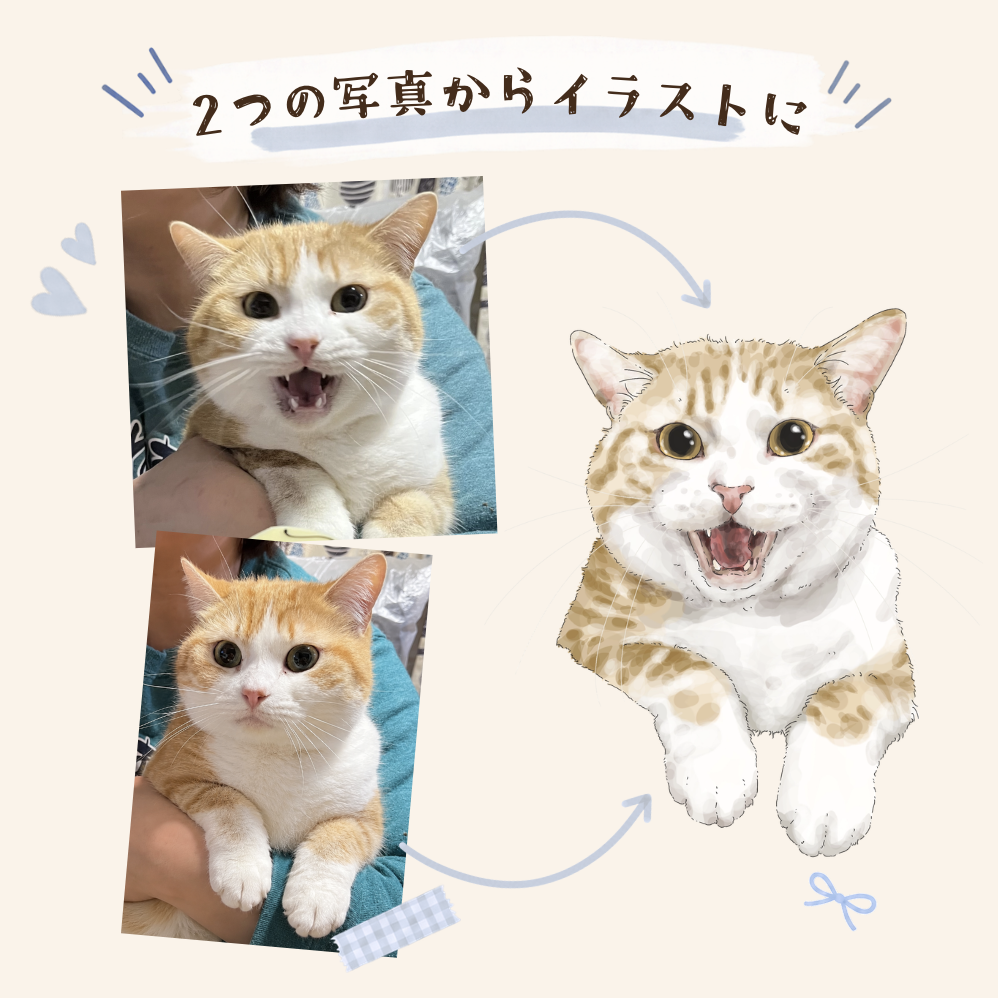 2つの写真からイラスト作成